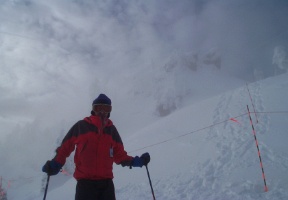 Esko getting ready to ski down International