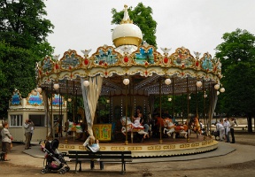 Amy and Elsa on the carousel
