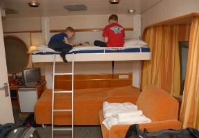 Antti and Tuomas playing with Legos in our cabin