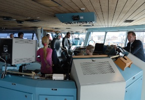 Visiting the bridge on the ferry
