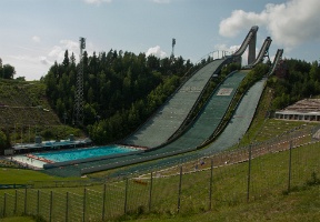 The "real" ski jumps - with a summer time swimming pool at the bottom of the largest jump
