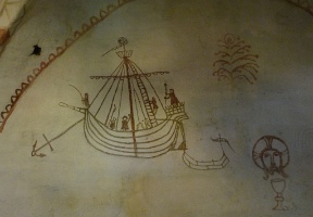 Ships appear several times in the ceiling - they were an important part of life as Turku is a harbor town.