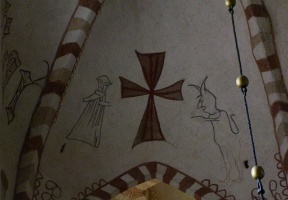 Images of the devil were also included in the artwork. These, however, were not considered appropriate for church art and were covered up until the 20th century.
