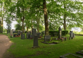 The cemetery adjacent to the church.