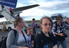 Getting off the plane in Reykjavik. It was pretty windy out there!